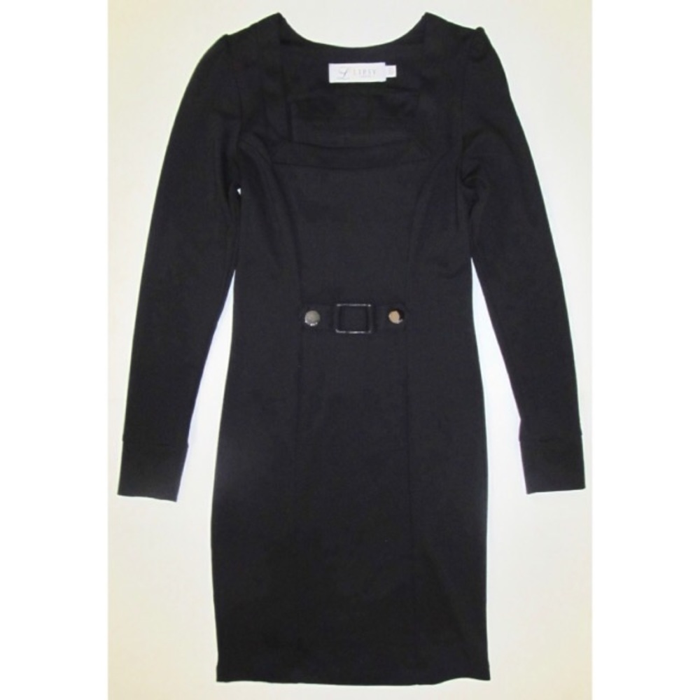 Lipsy London Black Dress long sleeve Military 0 xs